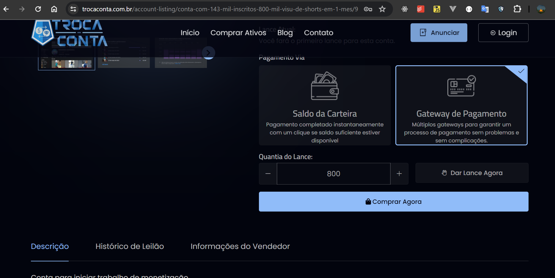 Marketplace de ativos digitais